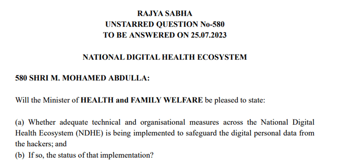 National Digital Health Ecosystem Question
